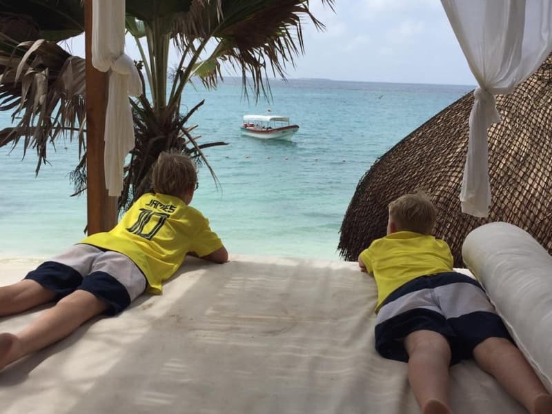 twins at the beach